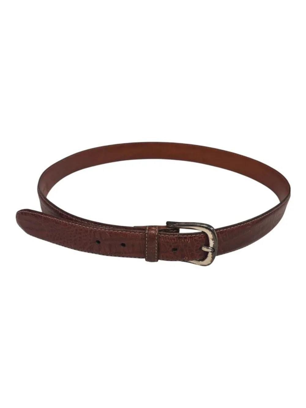 Martin Dingman Crocodile Grain Italian Calfskin Leather Belt Brown Size 36 USA